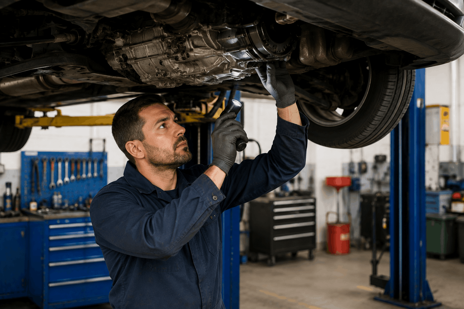 Manual gearbox fault diagnosis showing common signs like gear crunching, bearing whine and difficult shifting.